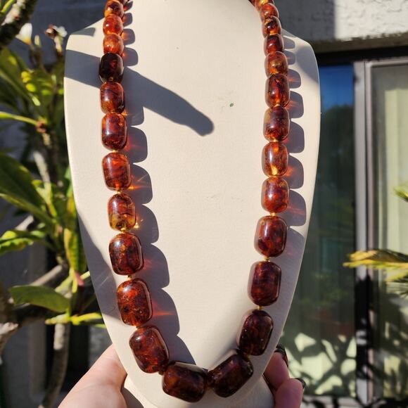 Vtg Baltic Amber Necklace Cognac Natural Inclusions Graduated Bead 28" 104 Grams - Picture 6 of 15